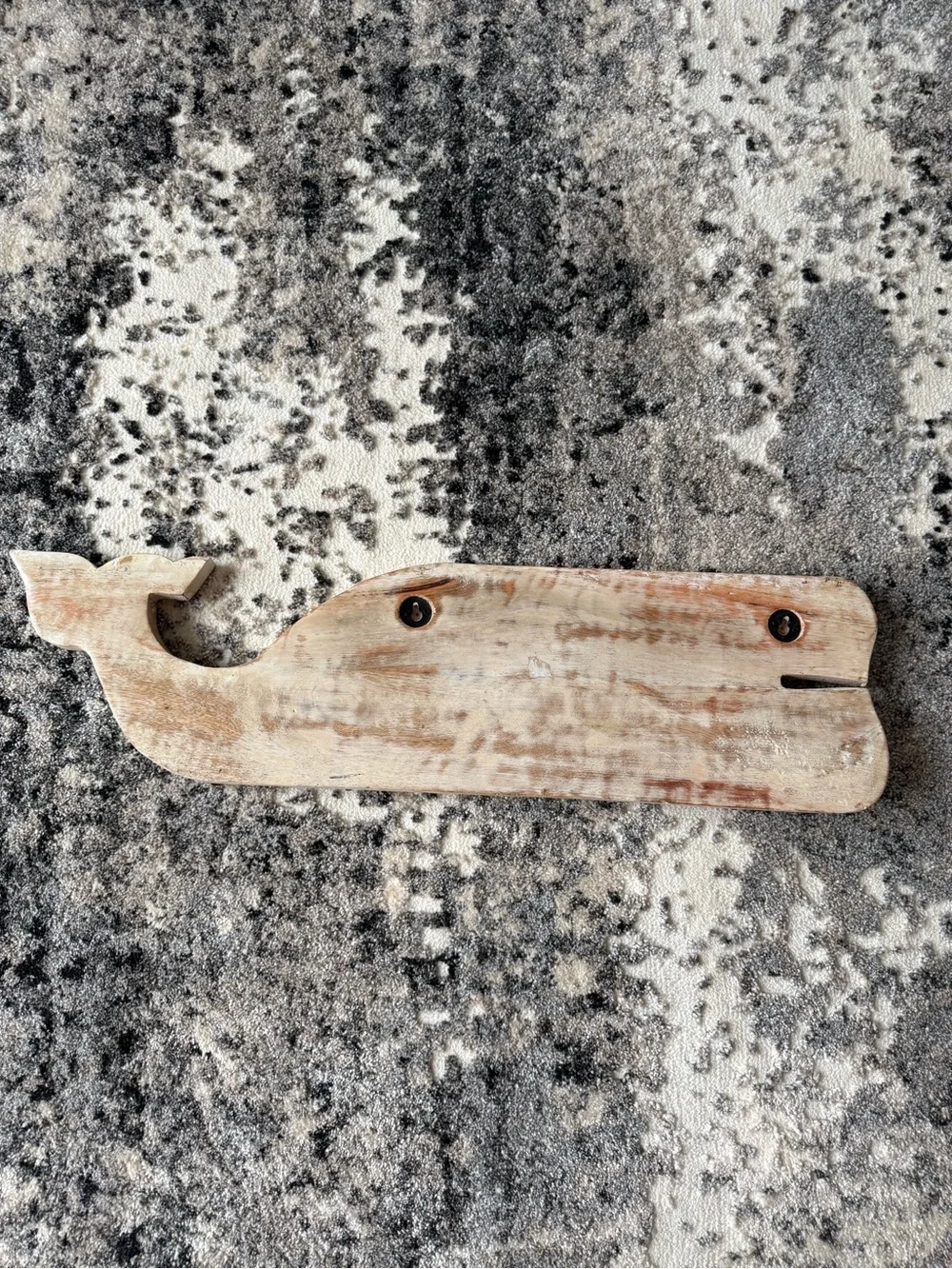 Rustic Whale Wall Hook - Natural Real Wood